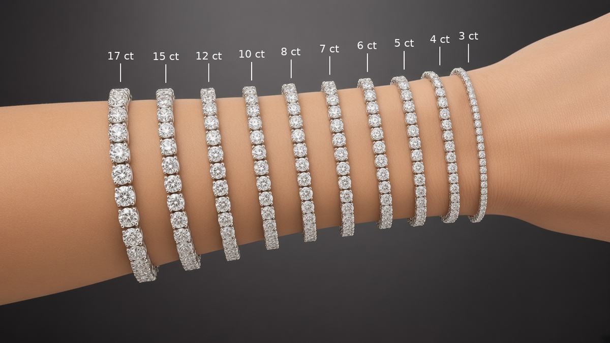 Kiokori Diamond Tennis Bracelet 14K Gold Lab Grown VS+ F+ 2-17 Carats , 5-8" Lengths