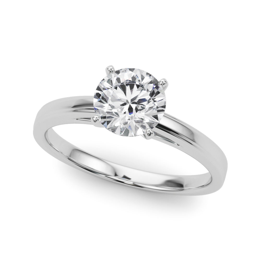 Solitaire Style Engagement Ring - 14K White Gold, Size 7.0 (Setting Only)