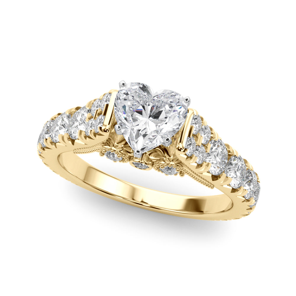 Pave' Diamond Style Engagement Ring - 18K Yellow Gold, Size 8.0 (Setting Only)
