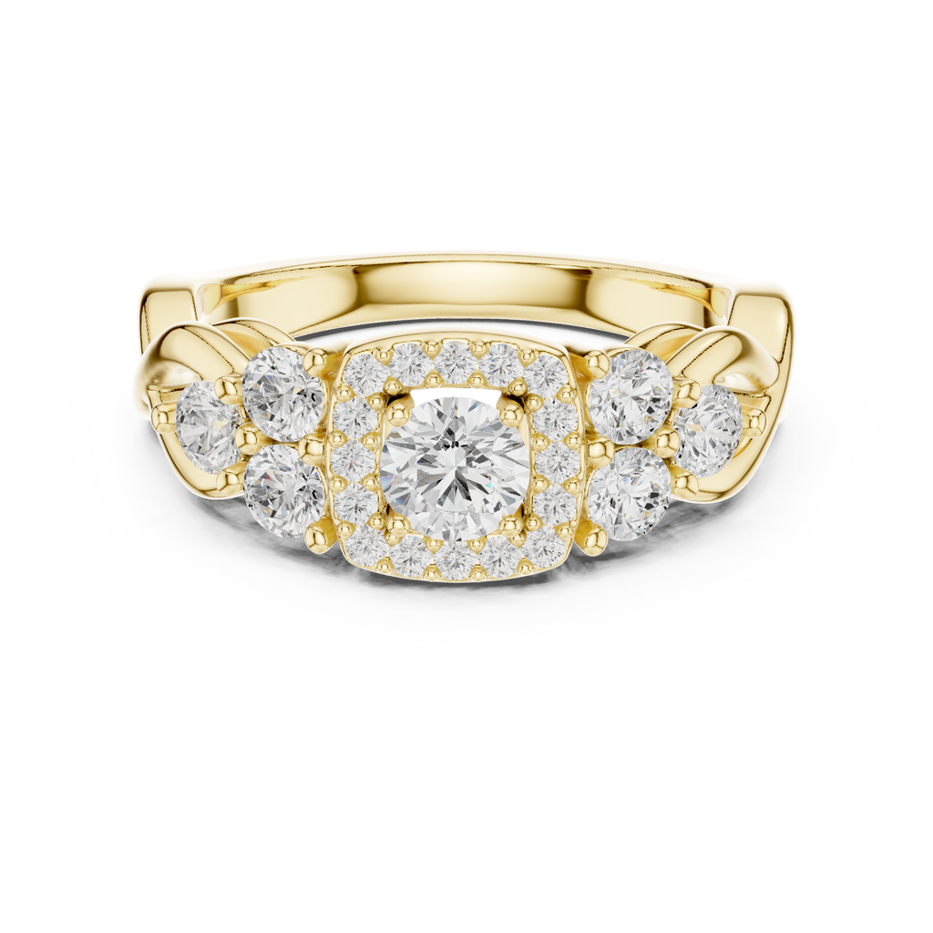 Halo Three Stone Ring - Round | LR-0255