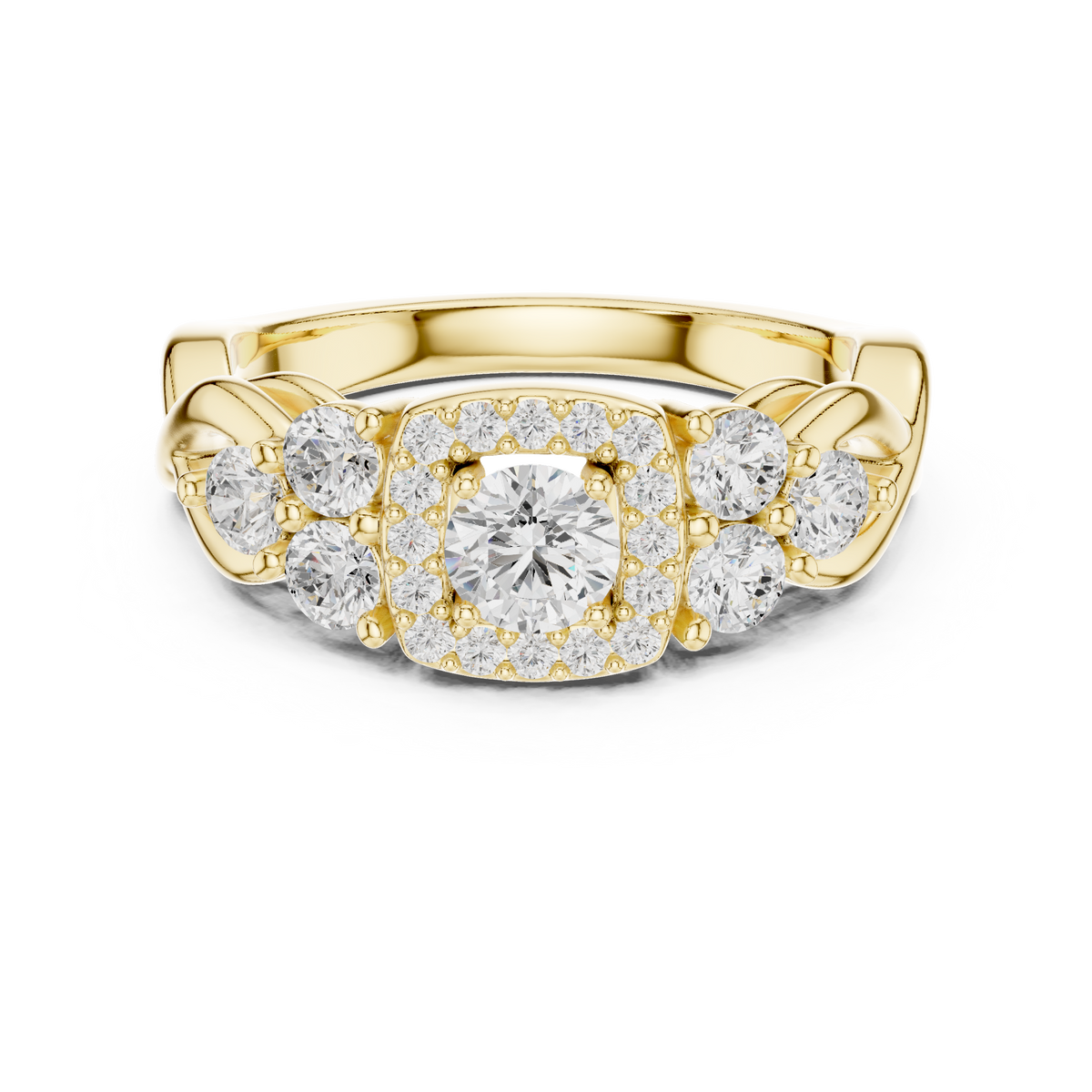 Halo Three Stone Ring - Round | LR-0255