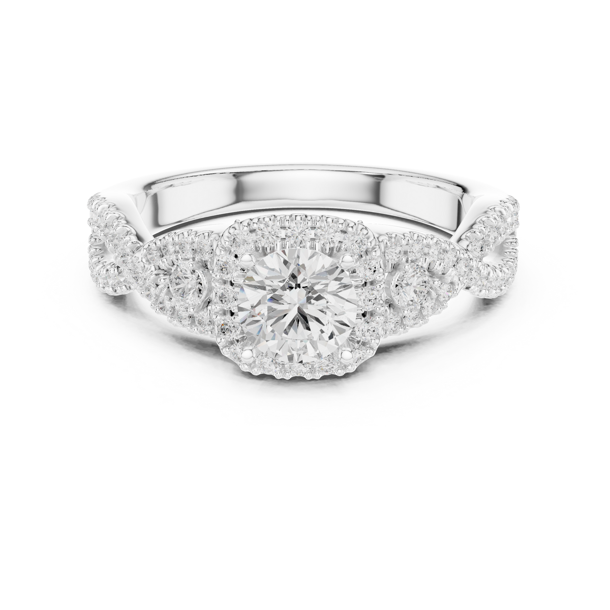 Halo Three Stone Ring - Round | LR-0223