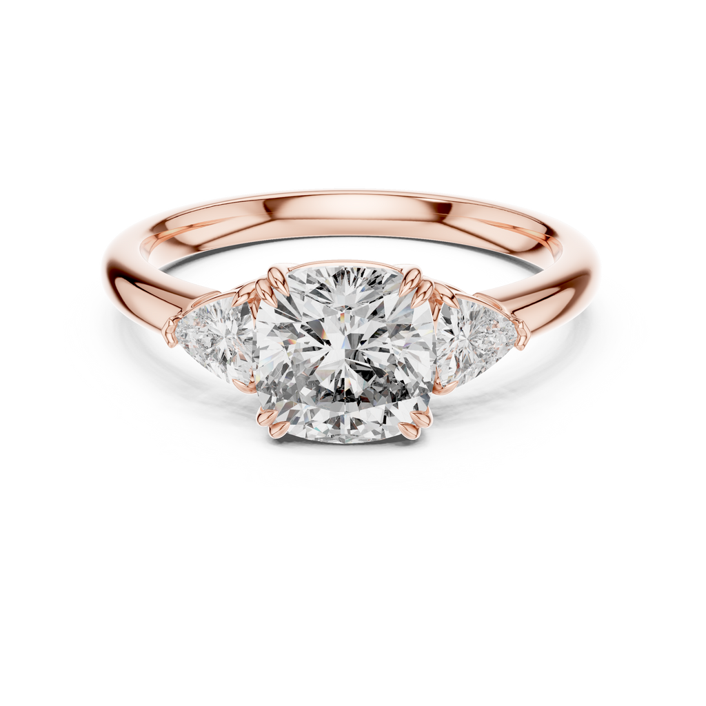 Three Stone Ring - Cushion | DDLR-033