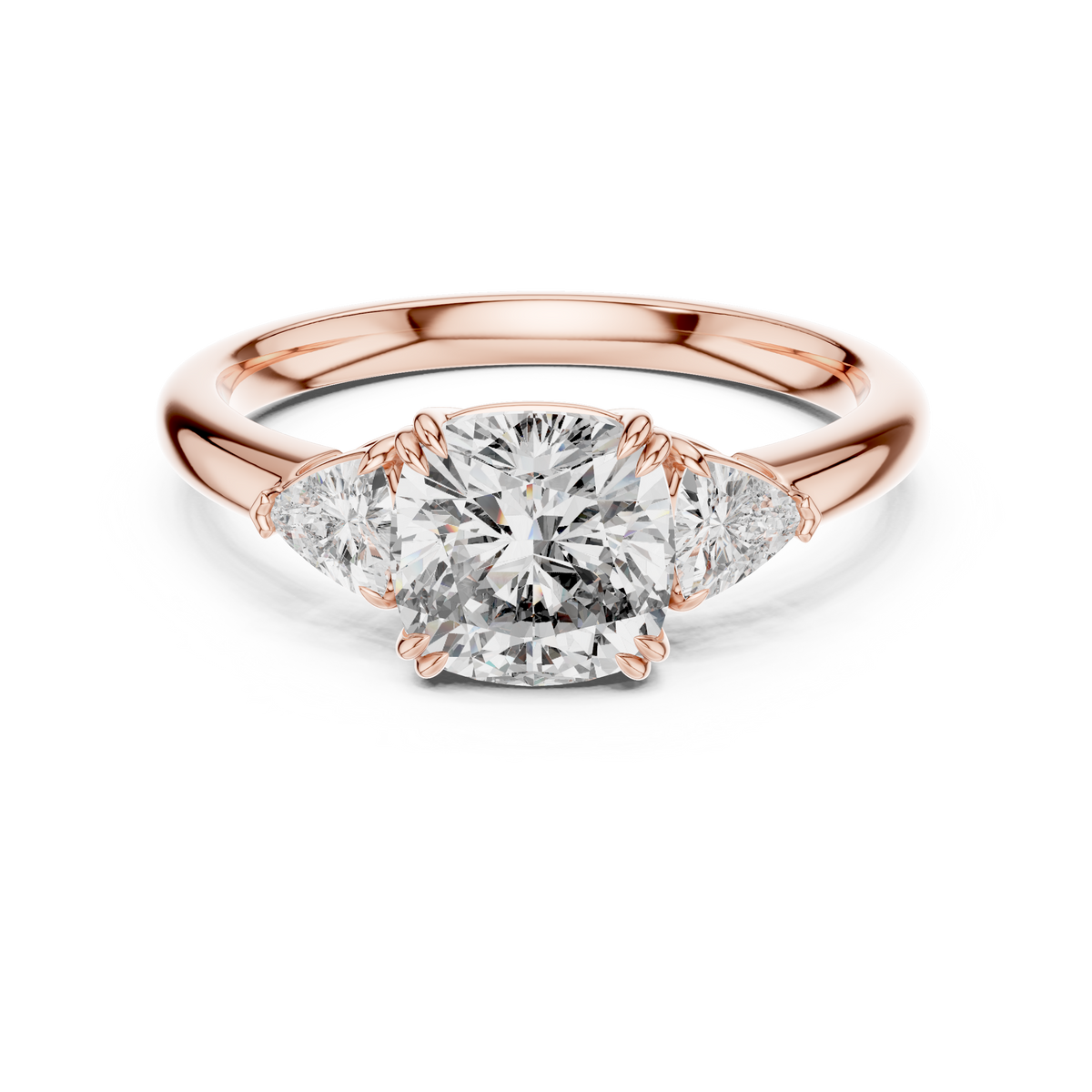 Three Stone Ring - Cushion | DDLR-033