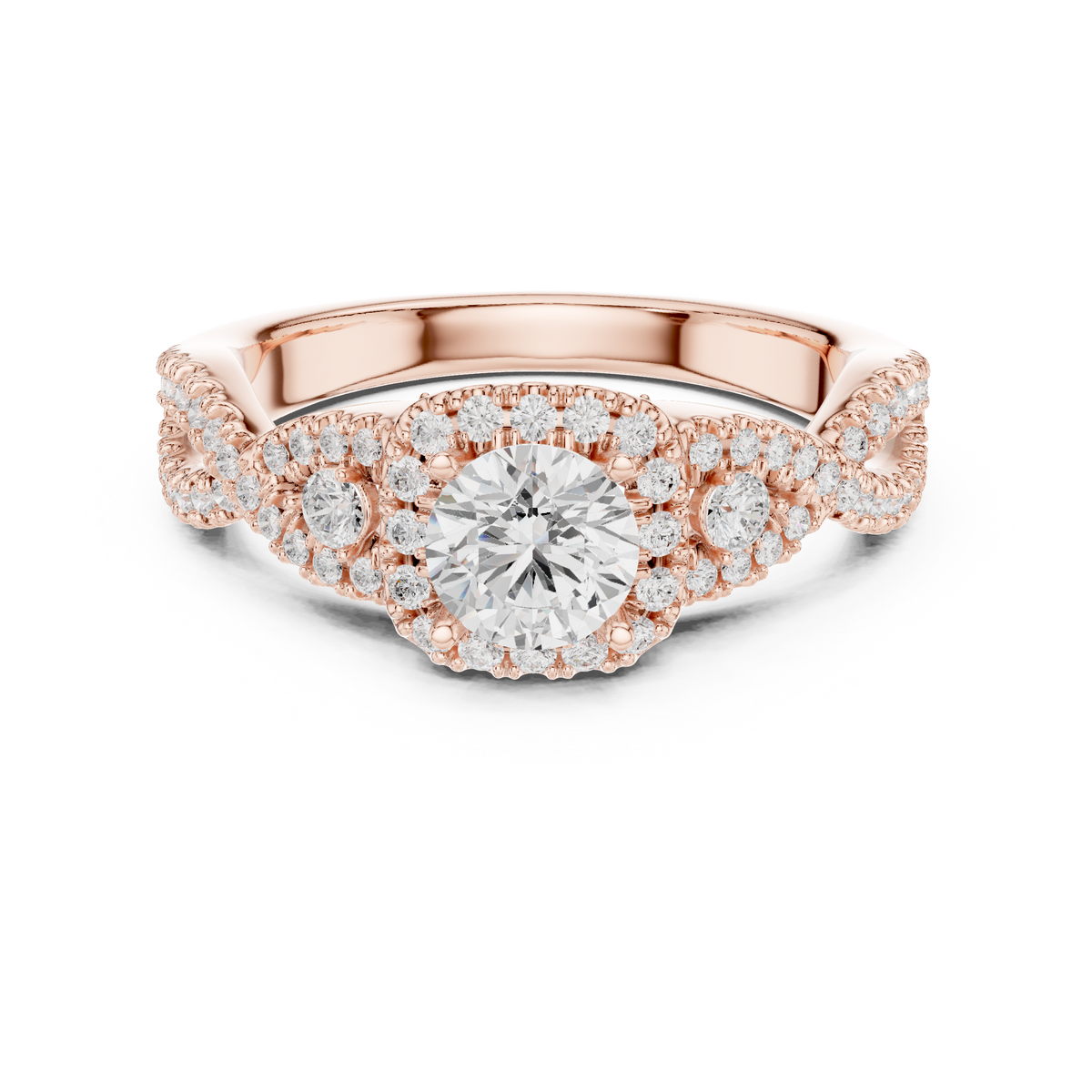 Halo Three Stone Ring - Round | LR-0223