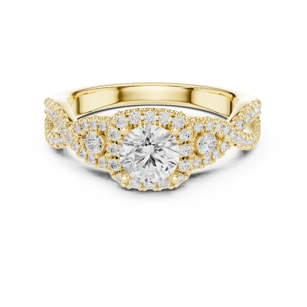 Halo Three Stone Ring - Round | LR-0223