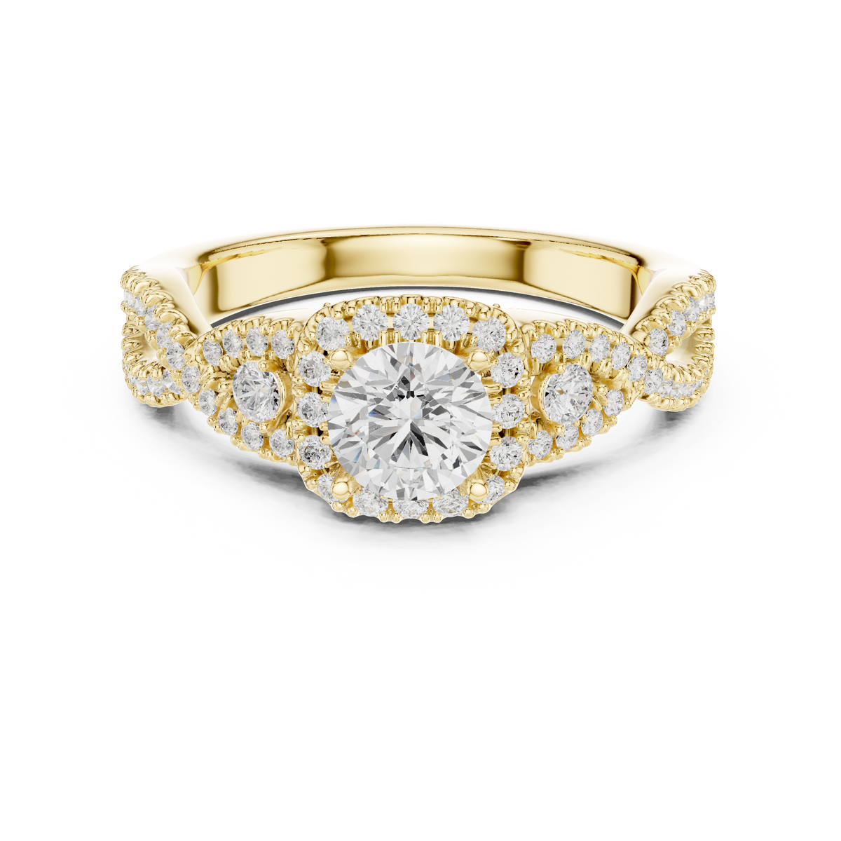Halo Three Stone Ring - Round | LR-0223
