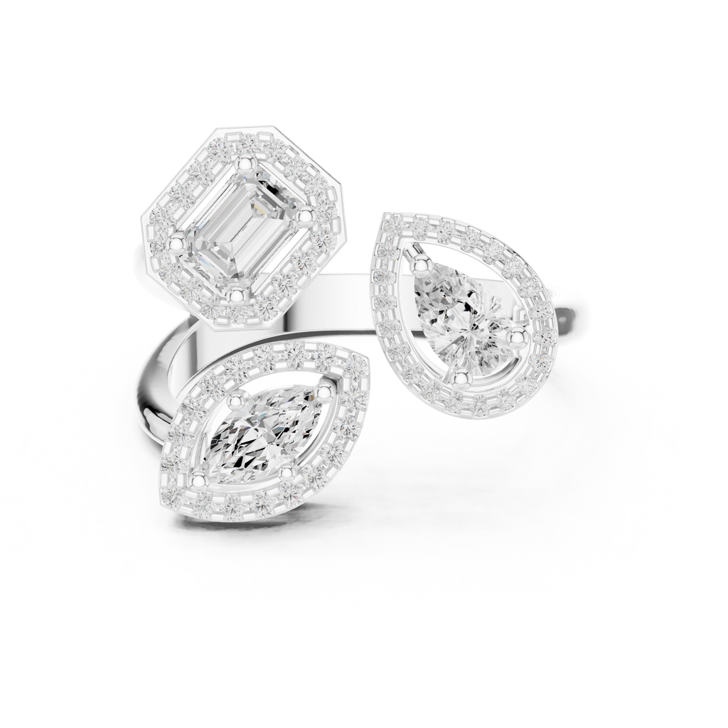 Halo Three Stone Ring - Mixed | DDLR-530