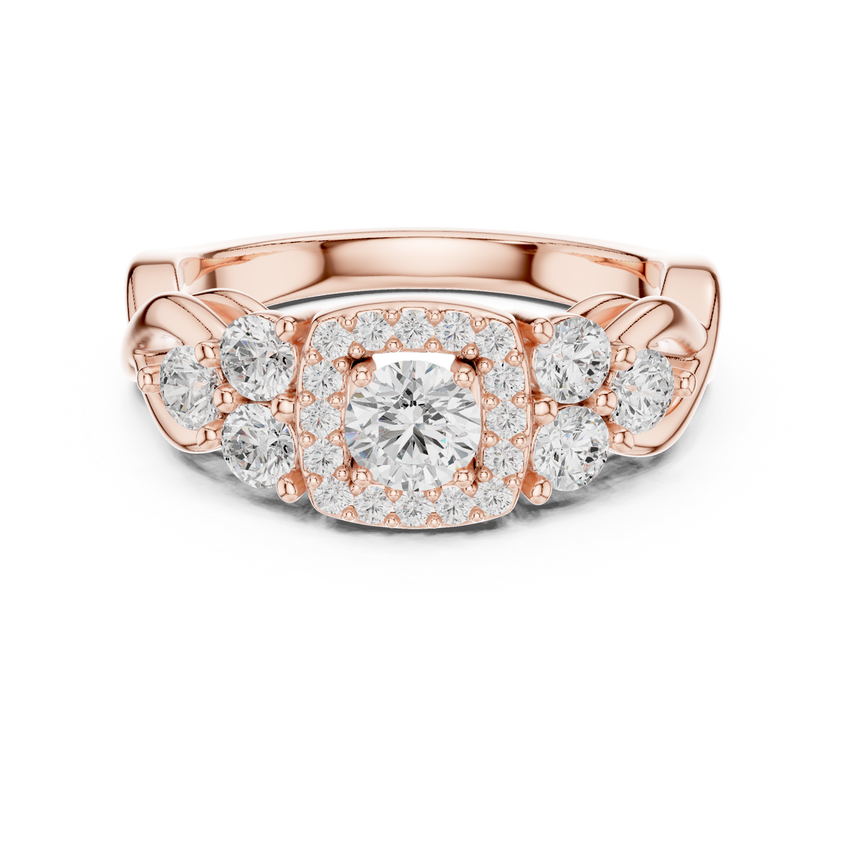 Halo Three Stone Ring - Round | LR-0255