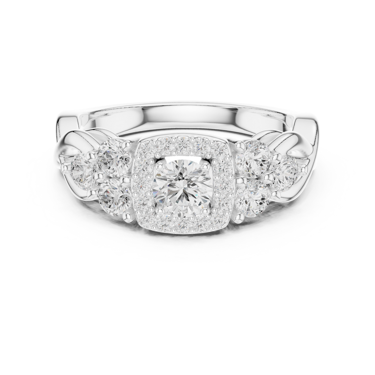 Halo Three Stone Ring - Round | LR-0255