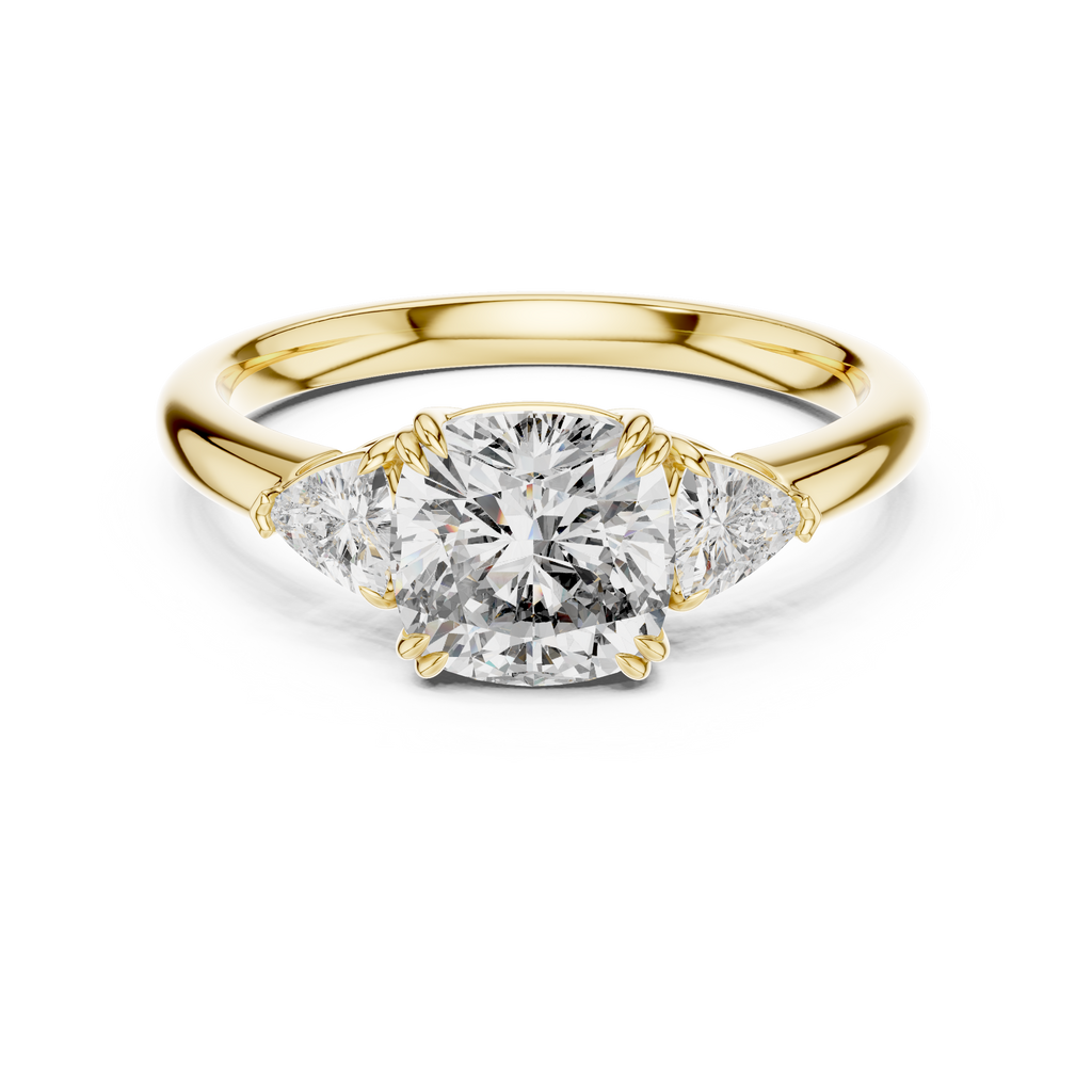 Three Stone Ring - Cushion | DDLR-033