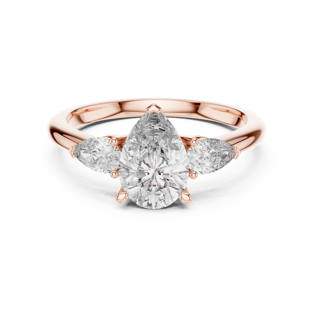 Three Stone Ring - Pear | DDLR-035
