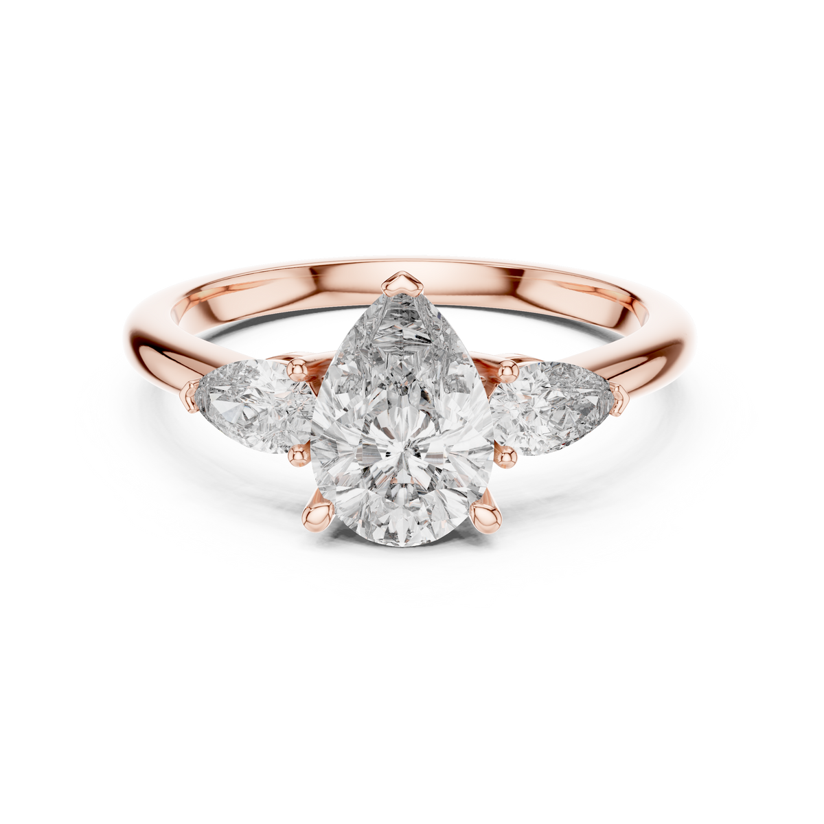 Three Stone Ring - Pear | DDLR-035