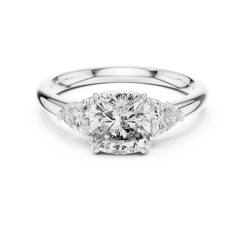 Three Stone Ring - Cushion | DDLR-033