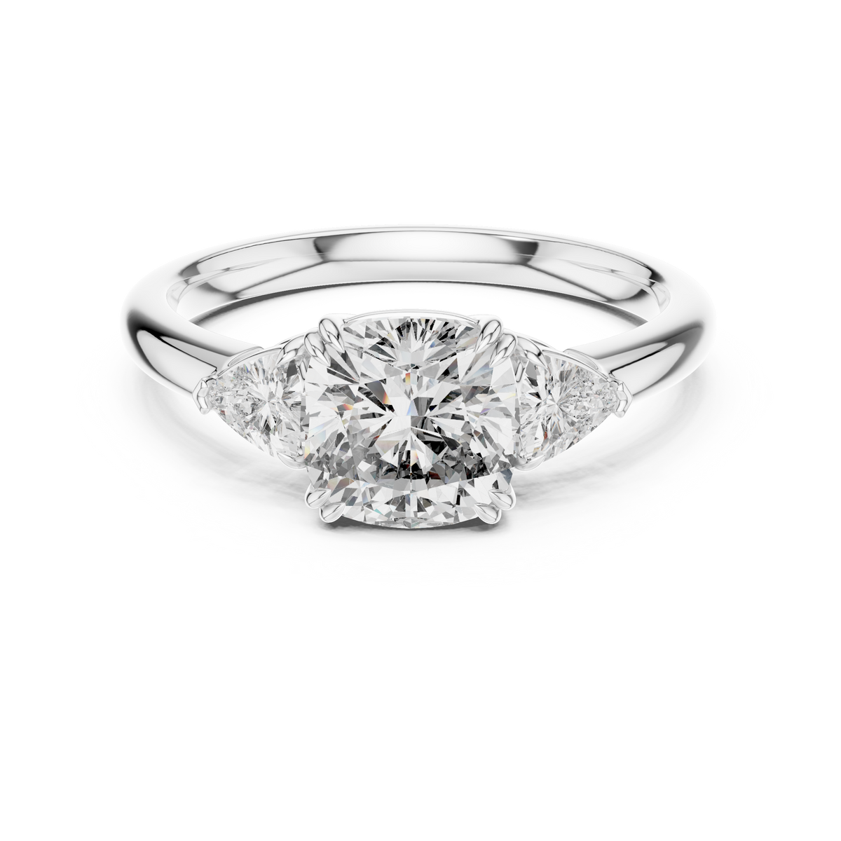 Three Stone Ring - Cushion | DDLR-033